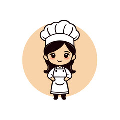 Cute Cartoon Chef Character in Traditional Uniform