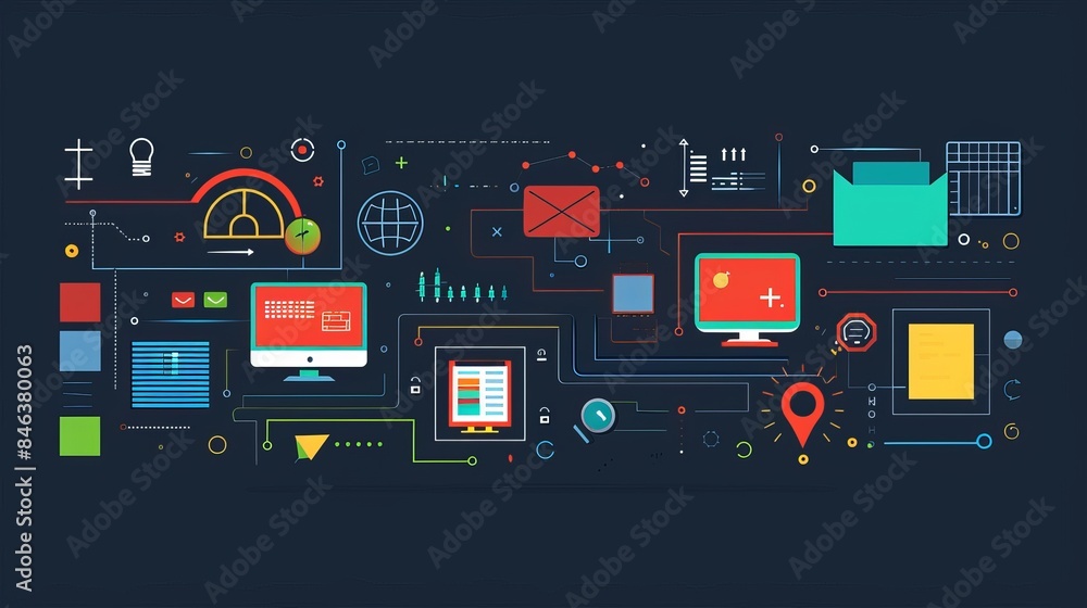 Poster sleek presentation background with modern tech icons