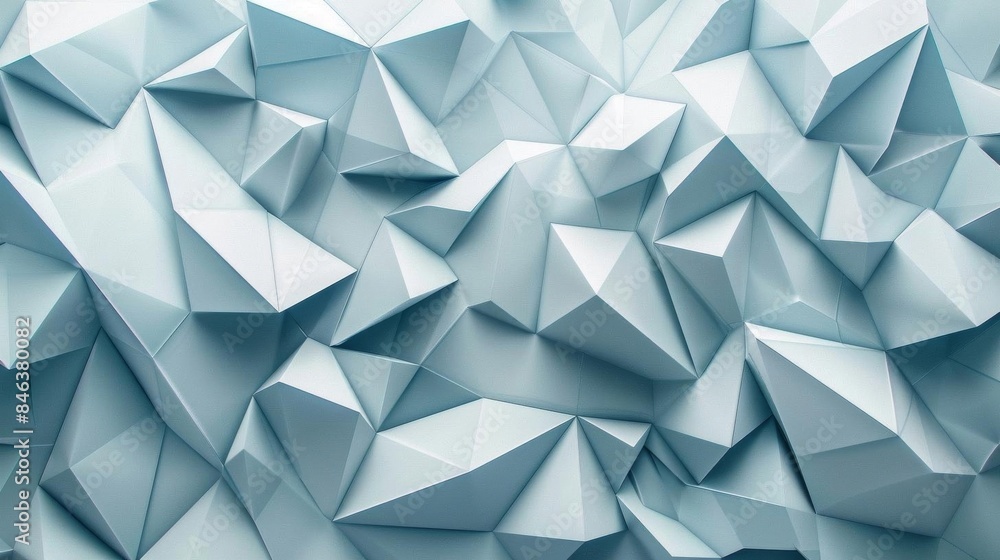Poster symmetrical geometric design with azure triangles