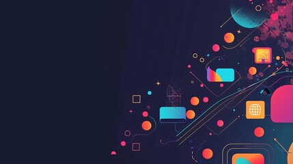 Obraz premium Sleek presentation background with modern tech icons