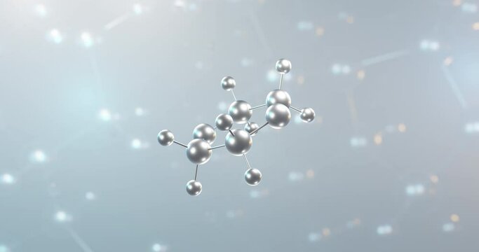 1,4-Dioxane rotating 3d molecule, molecular structure of dioxane, seamless video