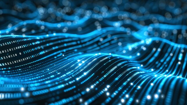 Tech-inspired wave pattern with binary code integration