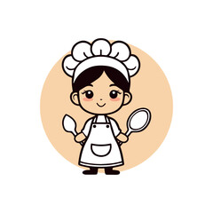 Cute Cartoon Chef Character in Traditional Uniform