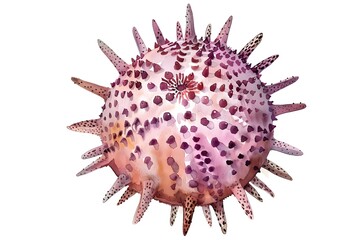 Obraz premium Watercolor of a Vibrant Sea Urchin on a White Background