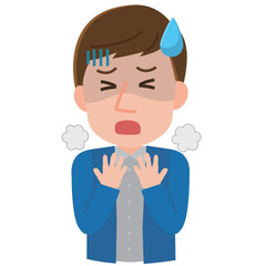 呼吸が苦しい男性　イラスト