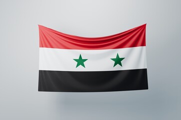 Syria Flag Waving Proudly. 3D Flag Banner Illustration image.