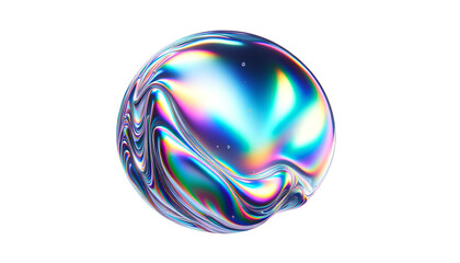 Holographic liquid bubble shape, isolated on transparent or white background