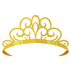 Gold Crown Tiara with Cartoon Style. Vector Illustration on White Background. © Denu