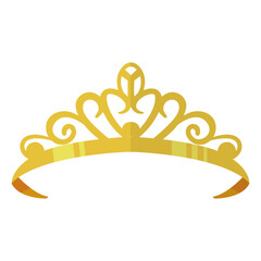 Gold Crown Tiara with Cartoon Style. Vector Illustration on White Background. © Denu