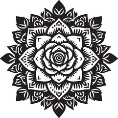 A Simple Rose Mandala Design Silhouette Vector