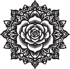 A Simple Rose Mandala Design Silhouette Vector