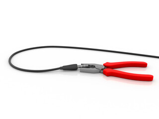 3d rendering aux cable with cutting player