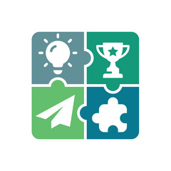 Starting new business vector icon. Startup or start up puzzle icons.