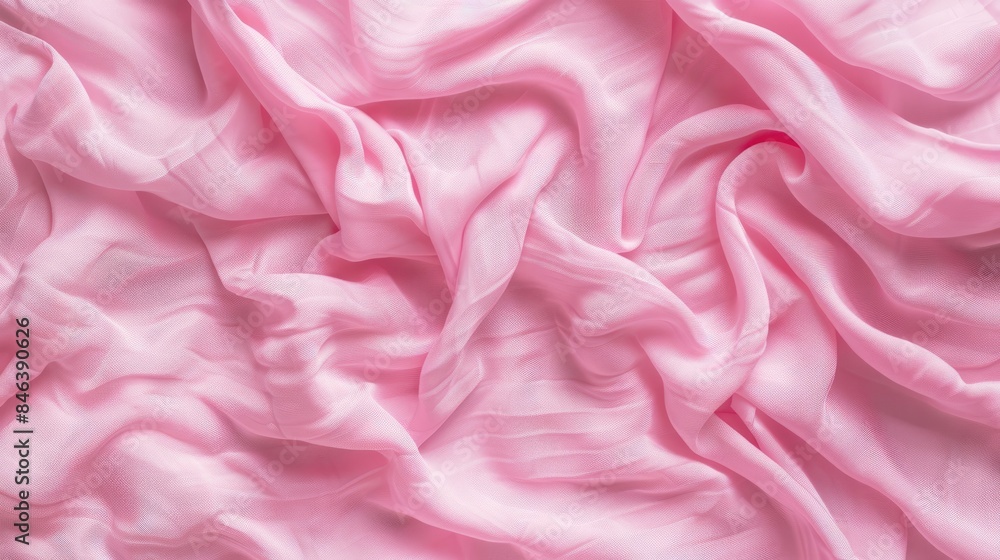 Aufkleber top view of pink cotton fabric texture draped fabric background without patterns