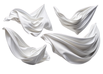 set of elegent white flying fabric. png
