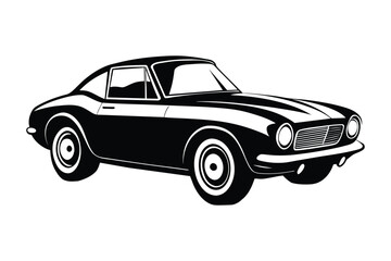 Fototapeta premium Elegant old Vintage Sports Car Vector illustration silhouette white background free