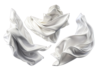 set of elegent white flying fabric. png