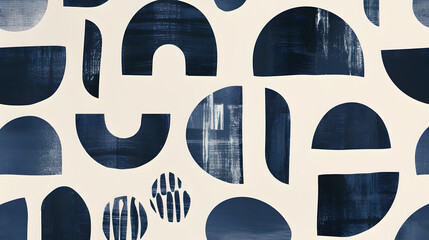 Modern Abstract Design with Blue and White Geometric Shapes..