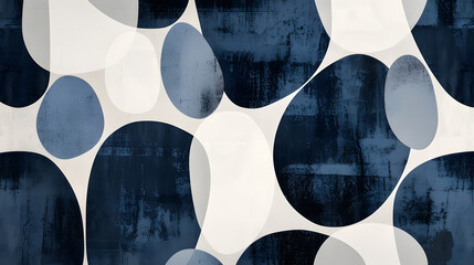 Modern Abstract Design with Blue and White Geometric Shapes..