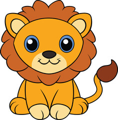 Cartoon cute baby lion sitting vector