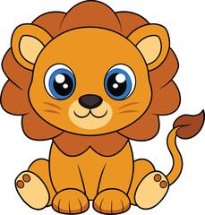 Cartoon cute baby lion sitting