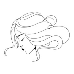Woman head vector lineart illustration. Woman Line Art Minimalist Logo