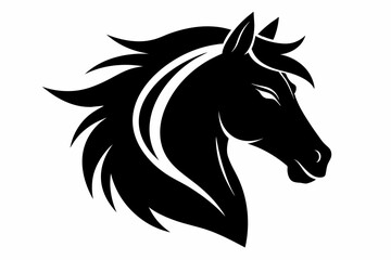 Stylized black horse head silhouette