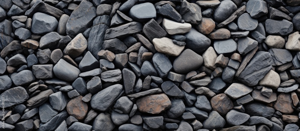 Poster a captivating texture image of a volcanic stone surface featuring stacked and arranged rock fragment