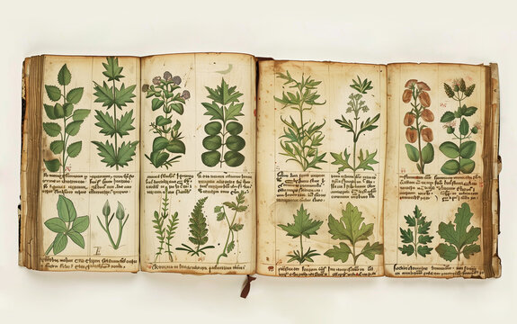 Medieval plant codex illustrations