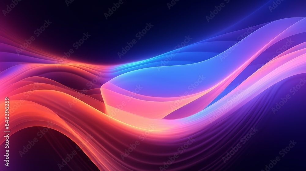 Poster an mesmerizing abstract flowing neon wave background in a retro 80s style,