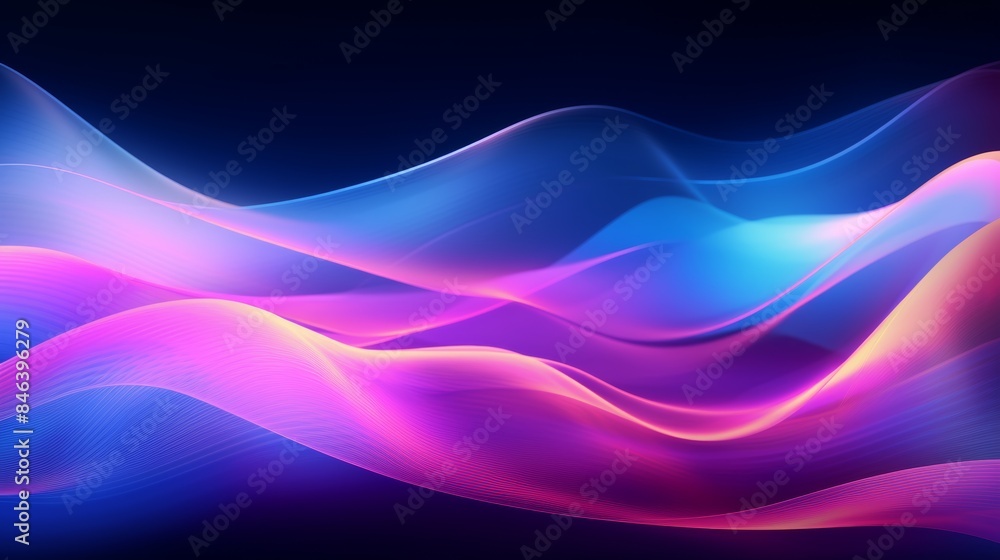 Poster an mesmerizing abstract flowing neon wave background in a retro 80s style,