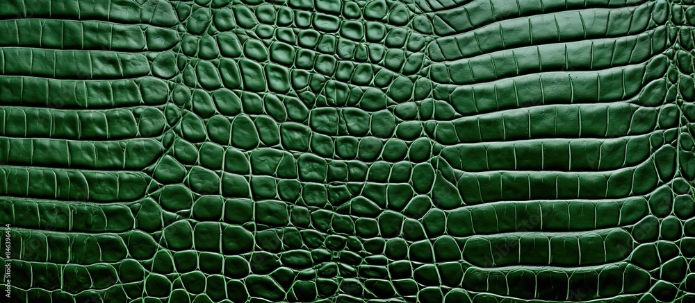 Poster a background image featuring the texture of authentic crocodile leather in a vibrant green hue showc