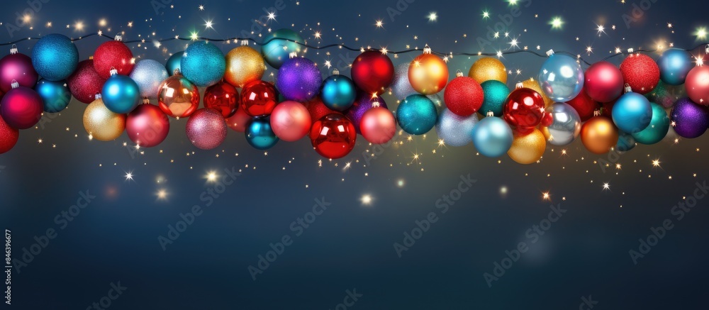 Poster a festive christmas themed image with colorful balls and a decorative garland perfect for adding tex
