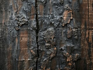 Tree bark texture, dark abstract natural background close-up. Macro shot of wood surface.