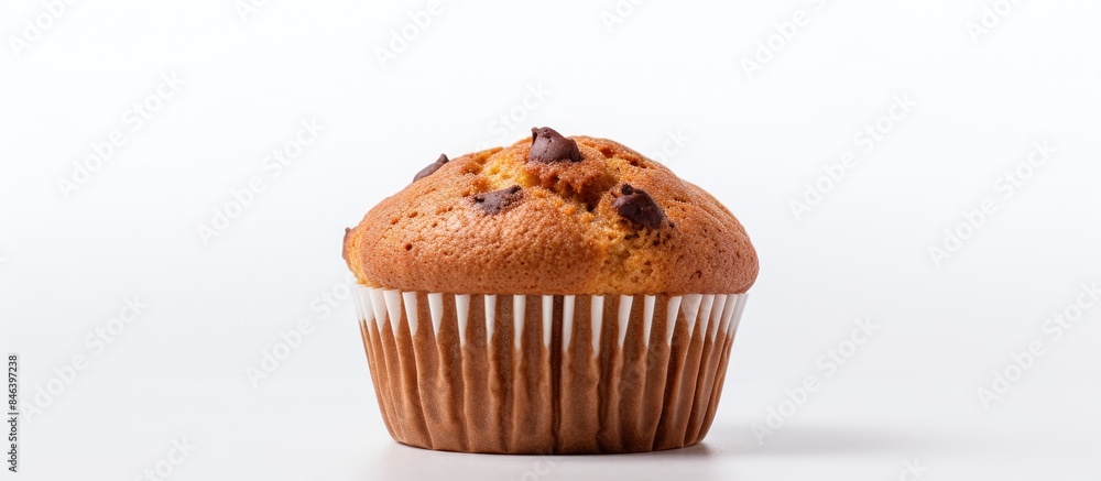 Aufkleber a small brown muffin is placed on a white background providing ample copy space for additional conte