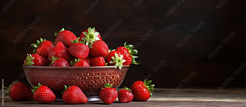 Aufkleber a copy space image of ripe strawberries arranged neatly in a bowl placed on a table
