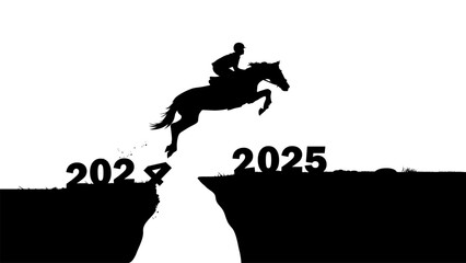 horse jumping concept new year 2024 to 2025  vector illustration