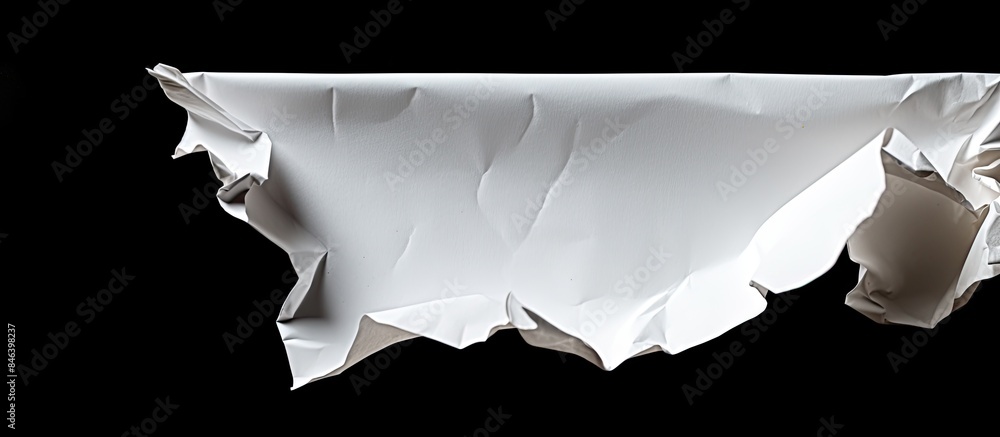 Poster a torn piece of paper lies on a black background creating a space for a copy space image