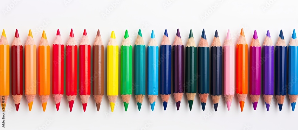 Poster a colorful set of children s markers for drawing with numbers in different colors placed on a white 