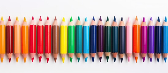A colorful set of children s markers for drawing with numbers in different colors placed on a white background This image can be used as a copy space for school related concepts or presentations from