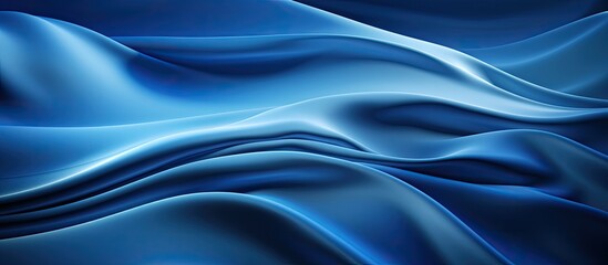 Obraz premium A beautifully illuminated blue fabric showcasing a wave pattern providing ample space for copying or adding text in the image