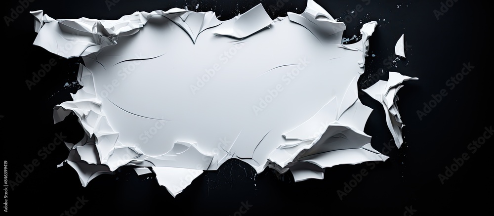 Aufkleber a torn piece of paper lies on a black background creating a space for a copy space image