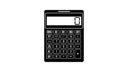 front view of calculator, black isolated silhouette