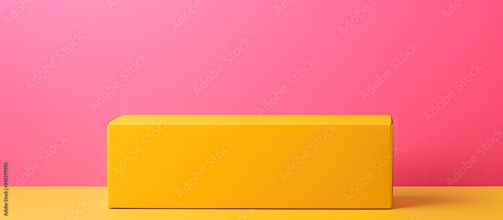 Poster a package for design is displayed in a copy space image with a pink paper box contrasting against a 