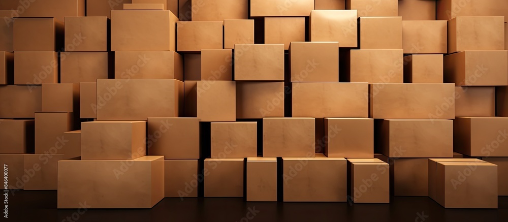 Aufkleber a collection of cardboard boxes in a brown shade providing ample space for placement of images or te
