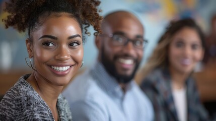 Young adult with parents meeting a financial advisor in a stylish office