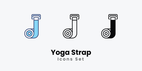 Yoga Strap icons vector set stock illustration