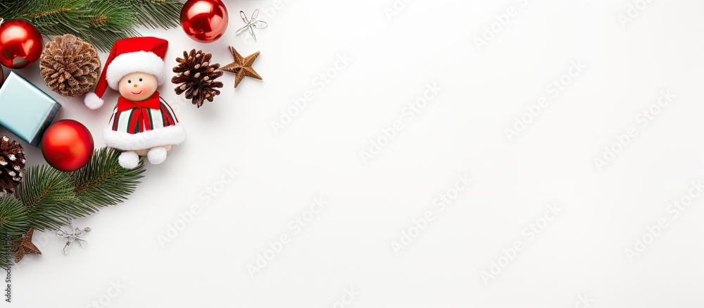 Poster a horizontal copy space image featuring a festive christmas and new year composition with gifts a do