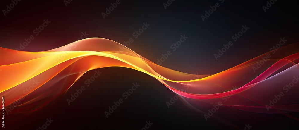 Aufkleber a vibrant gradient wave in dark red yellow and orange colors shines against a black textured backdro