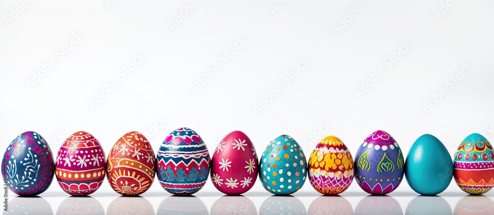 Aufkleber a festive easter greeting card featuring colorful decorations and eggs placed on a white background 